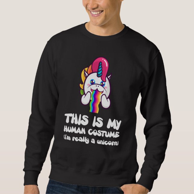 Sweatshirt Drôle C'Est Mon Costume Humain Je Suis Vraiment Un (Devant)