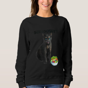 Sweatshirt Drôle Chat Confus Manger La Salade Sérieusement