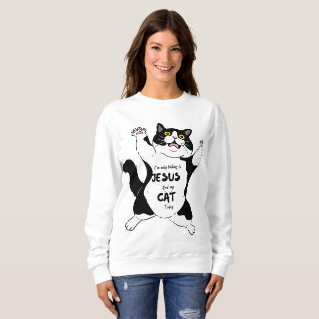 Sweatshirt Drôle chat Tee, Fur Mama Tee, propriétaire du chat (Devant entier)