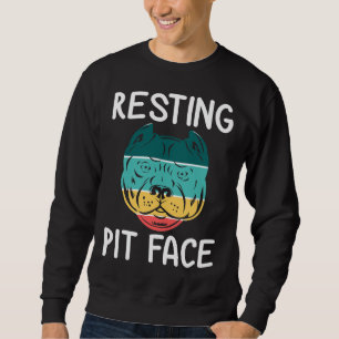Sweatshirt Drôle Chien Pitbull Repose Pit Face Vintage
