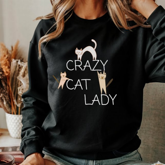 Sweatshirt Drôle Cute Chat Maman Fou Chat Lady Femmes (Créateur téléchargé)