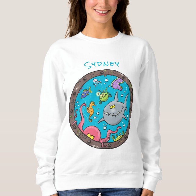 Sweatshirt Drôle des créatures marines sous l'eau dessin anim (Devant)