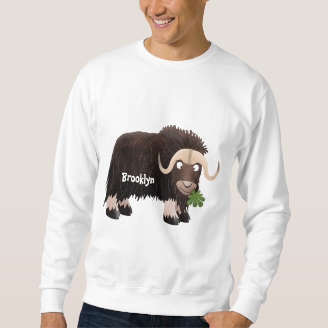 Sweatshirt Drôle dessin animé de boeuf musqué (Devant)