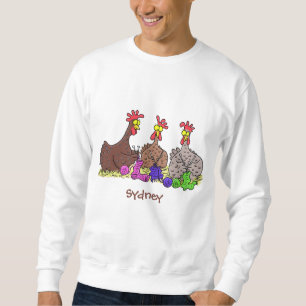 Sweatshirt Drôle dessin animé de poulets de tricot