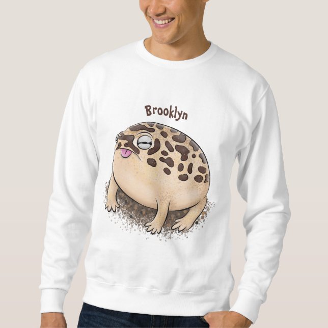 Sweatshirt Drôle dessin de grenouille à pluie dans le désert (Devant)