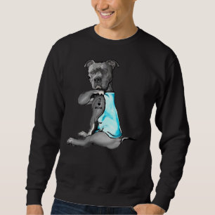 Sweatshirt Drôle Femme Chien Pitbull I Love Maman Tattoo