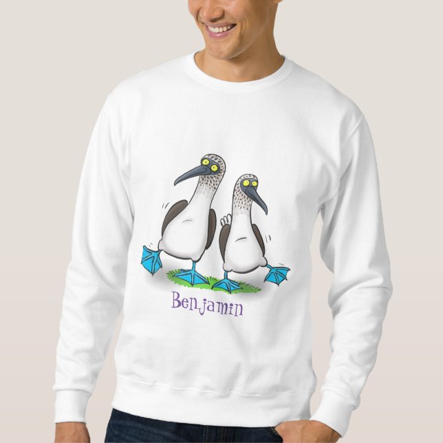 Sweatshirt Drôle, joyeux croquis à pieds bleus dansant dessin (Devant)