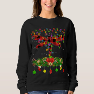 Sweatshirt Drôle Matching Buffalo Plaid Dragonfly Noël P