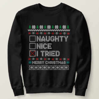 Sweatshirt Drôle Mauvais pull de Noël, Naughty Nice
