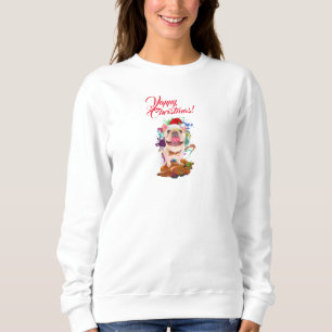 Sweatshirt Drôle mignon Français Chien Joyeux Noël