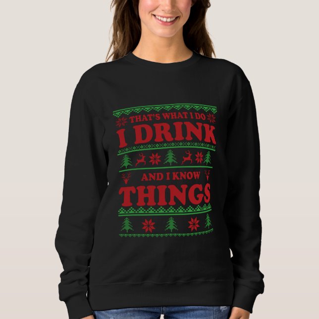 Sweatshirt Drôle moche chandail de Noël dit whiskey (Devant)