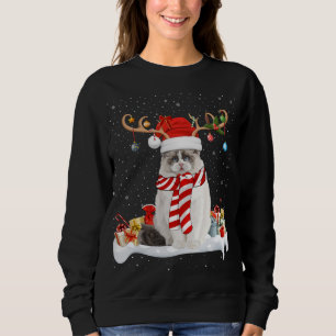 Sweatshirt Drôle Noël Éclairage Reindeer Santa Hat Ragdoll Ch