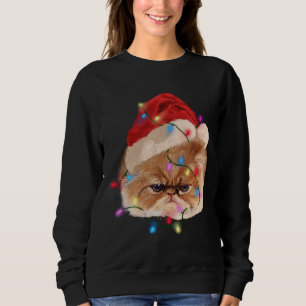 Sweatshirt Drôle Noël Perse Chat Feux de Noël Adorable F