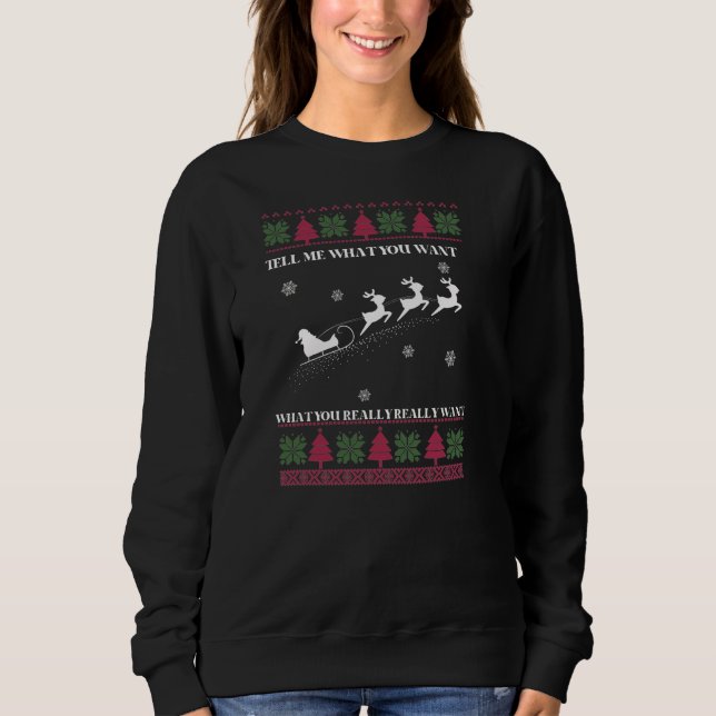Sweatshirt Drôle Père Noël Flying Reindeer laide laide Sweate (Devant)