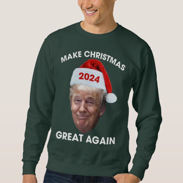 Sweatshirt Drôle Père Noël Trump 2024 Rendre Noël super  (Devant)