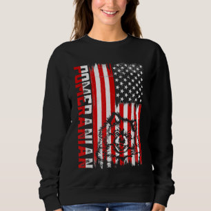 Sweatshirt Drôle Poméranien Américain Drapeau Chien Papa Chie