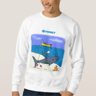 Sweatshirt Drôle requin couché et dessin animé de pêche