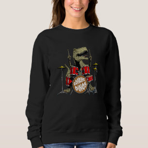 Sweatshirt Drôle T Rex Dinosaur Play Drums Graphisme Tee - sh
