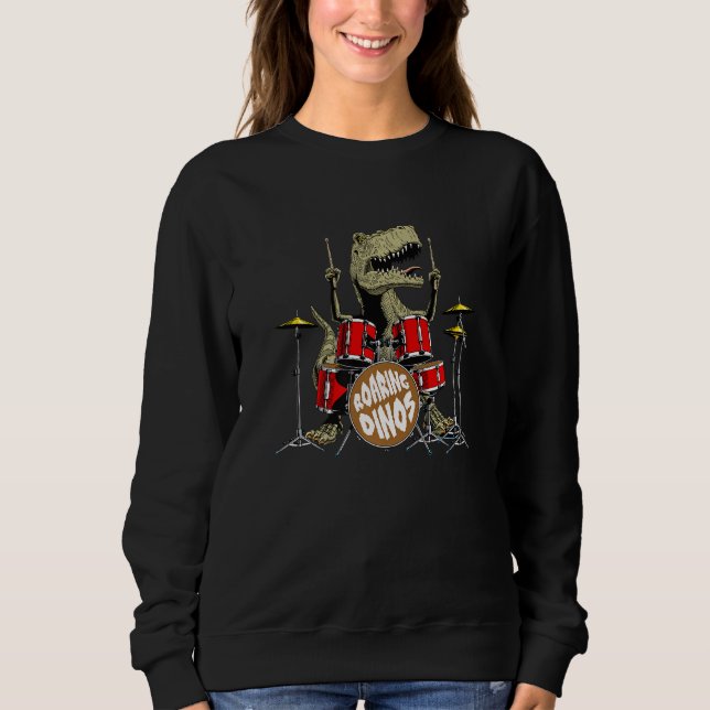 Sweatshirt Drôle T Rex Dinosaur Play Drums Graphisme Tee - sh (Devant)