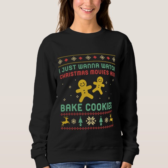 Sweatshirt Drôle Vilain Chauffeur de Noël Baking Cookies Bake (Devant)