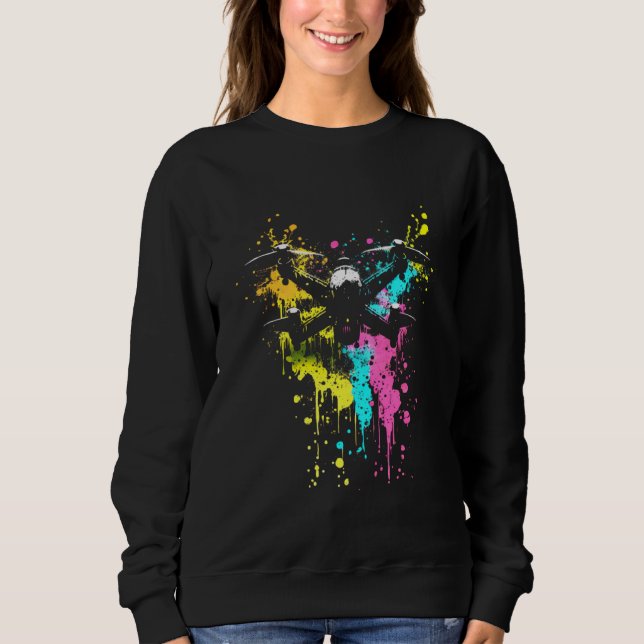 Sweatshirt Drone Splash Quadrocopter Drone Pilot Retro Drone (Devant)