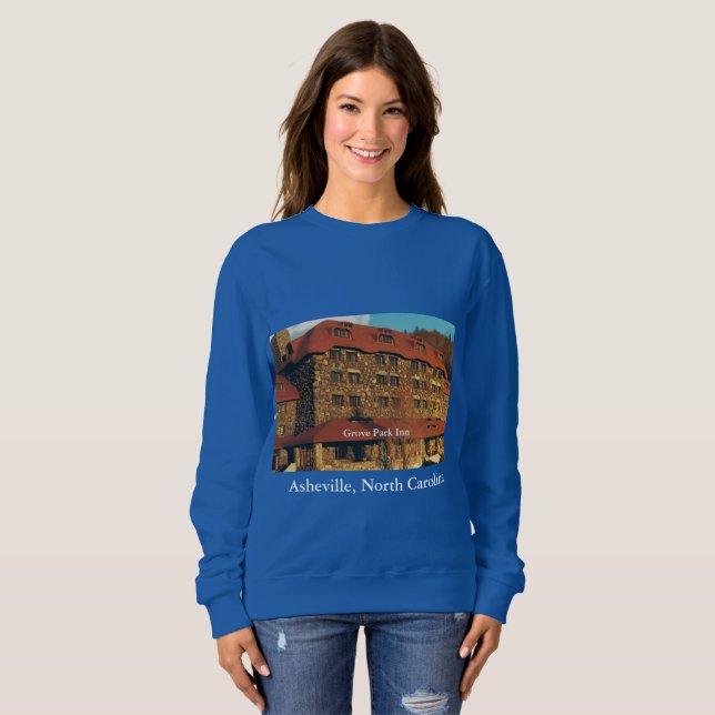 Sweatshirt du bleu royal des dames avec l'auberge (Devant entier)