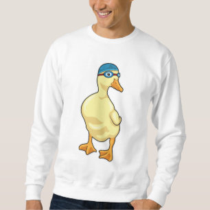 Sweatshirt Duck at Swimming with Swimming goggles