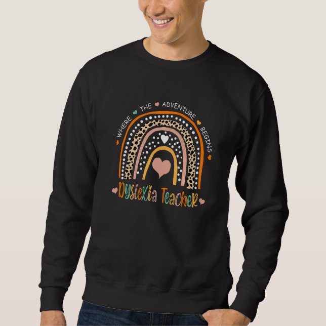 Sweatshirt Dyslexia Teacher Rainbow Leopard Back To School Ap (Devant)
