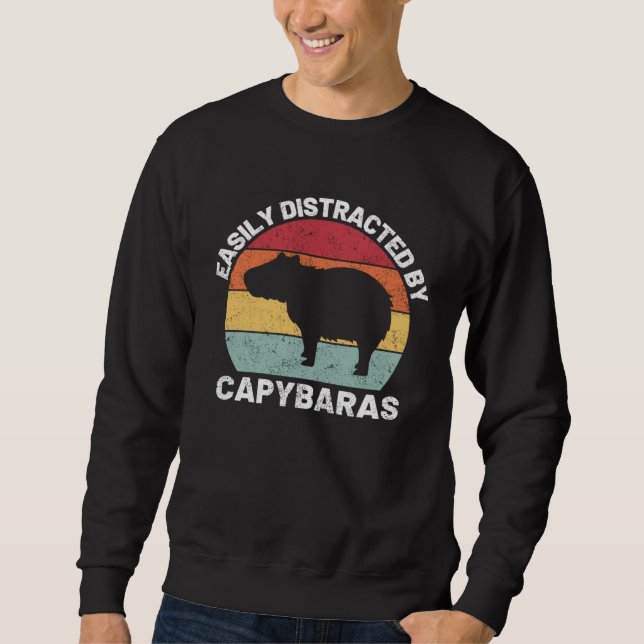 Sweatshirt Easily Distracted By Capybara Retro Capybara (Devant)