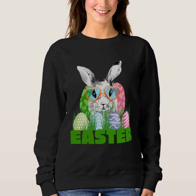 Sweatshirt Easter Bunny with Glasses Egg Hunting (Devant)