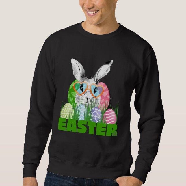 Sweatshirt Easter Bunny with Glasses Egg Hunting (Devant)