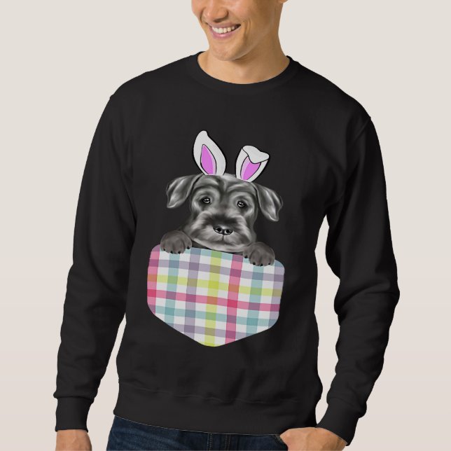 Sweatshirt Easter Plaid Standard Schnauzer Bunny Dog In Pocke (Devant)
