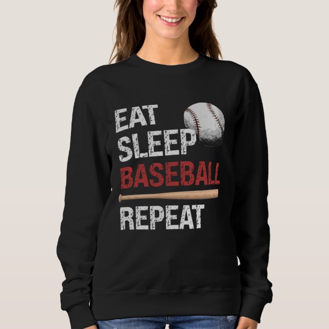 Sweatshirt Eat Sleep Baseball Repeat Baseball Player  Basebal (Devant)