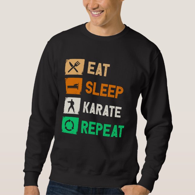 Sweatshirt Eat Sleep Karate Repeat Men Women Judo Kendo (Devant)