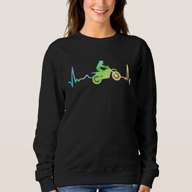 Sweatshirt Ecg Heartbeat Dirt Biker Motorcycle Enduro Motocro (Devant)