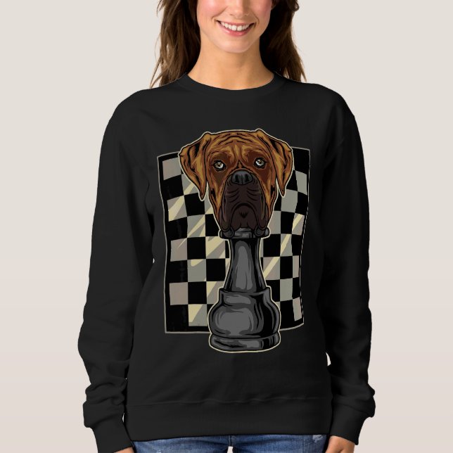 Sweatshirt Échecs de chien de boxe (Devant)