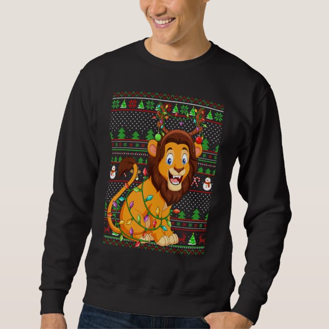 Sweatshirt Éclairage de lion de Noël de style pull de Noël mo (Devant)
