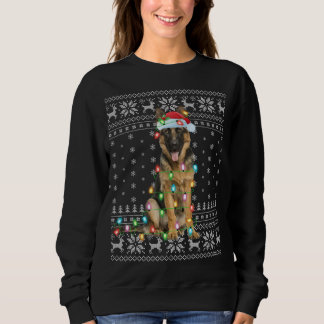 Sweatshirt Éclairage de Noël chapeau laide berger allemand Ch