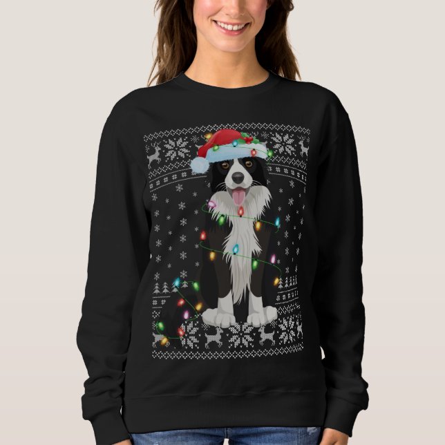 Sweatshirt Éclairage de Noël Chapeau Vilain frontière Collie  (Devant)