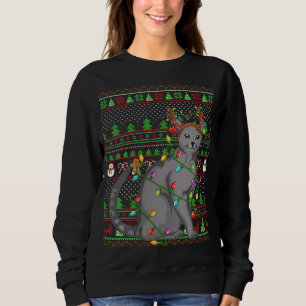 Sweatshirt Éclairage style sucré moche Xmas bleu russe Chat