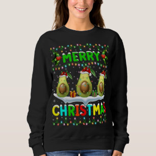Sweatshirt Éclairage Xmas Avocado Santa Hat Joyeux Noël Av