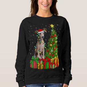 Sweatshirt Éclairage Xmas Tree Santa Chapeau italien Greyhoun