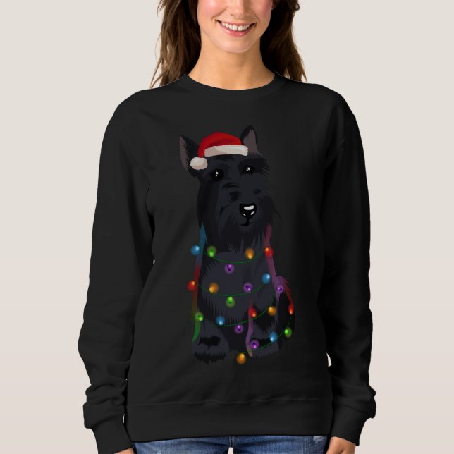 Sweatshirt Ecosse Terrier Noël Lumières Noël Amoureux des chi (Devant)