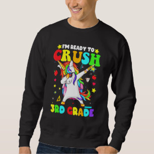Sweatshirt Écraser 3e année Dabbing Unicorn Retour À L'École