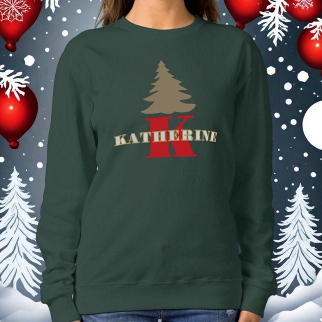 Sweatshirt Écriture monogrammée rouge or blanc (Créateur téléchargé)