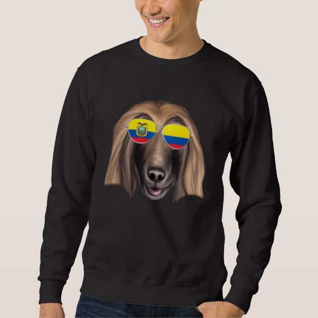 Sweatshirt Ecuadorian Flag Afghan Hound Dog Ecuador Pocket (Devant)