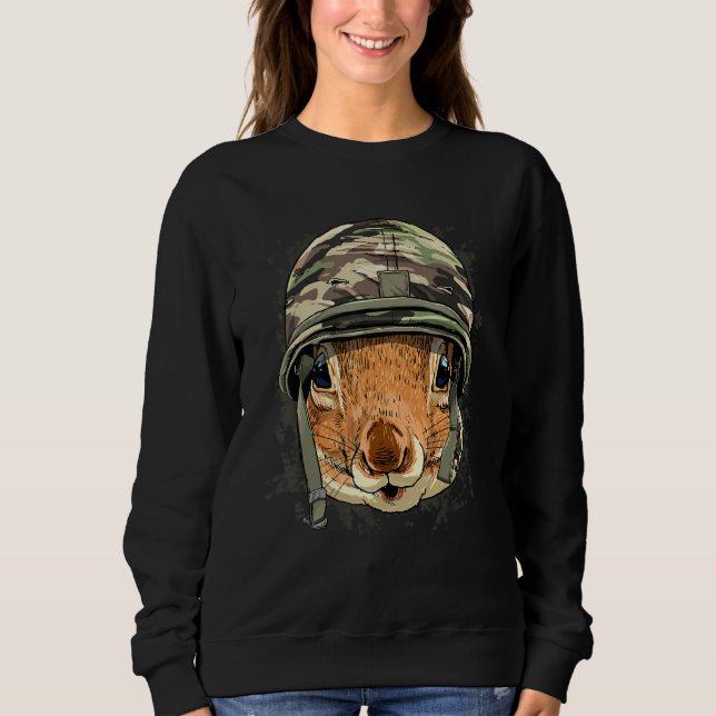 Sweatshirt Écureuil Soldat Vétéran de l'Armée Écureuil Rodent (Devant)