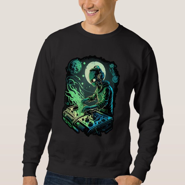 Sweatshirt EDM Alien Rave Astronaut Alien DJ Alien DJing in S (Devant)