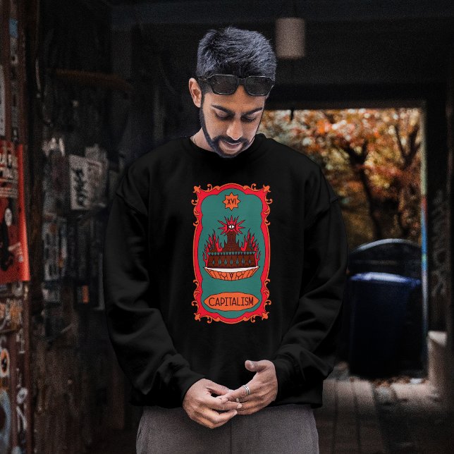 Sweatshirt Eff Capitalism Burn It Tarot Card Tower Symbol (Créateur téléchargé)