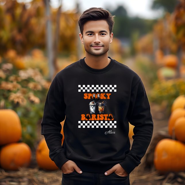 Sweatshirt Éffrayant Barista Nom personnalisé Cadeau Hallowee (Créateur téléchargé)